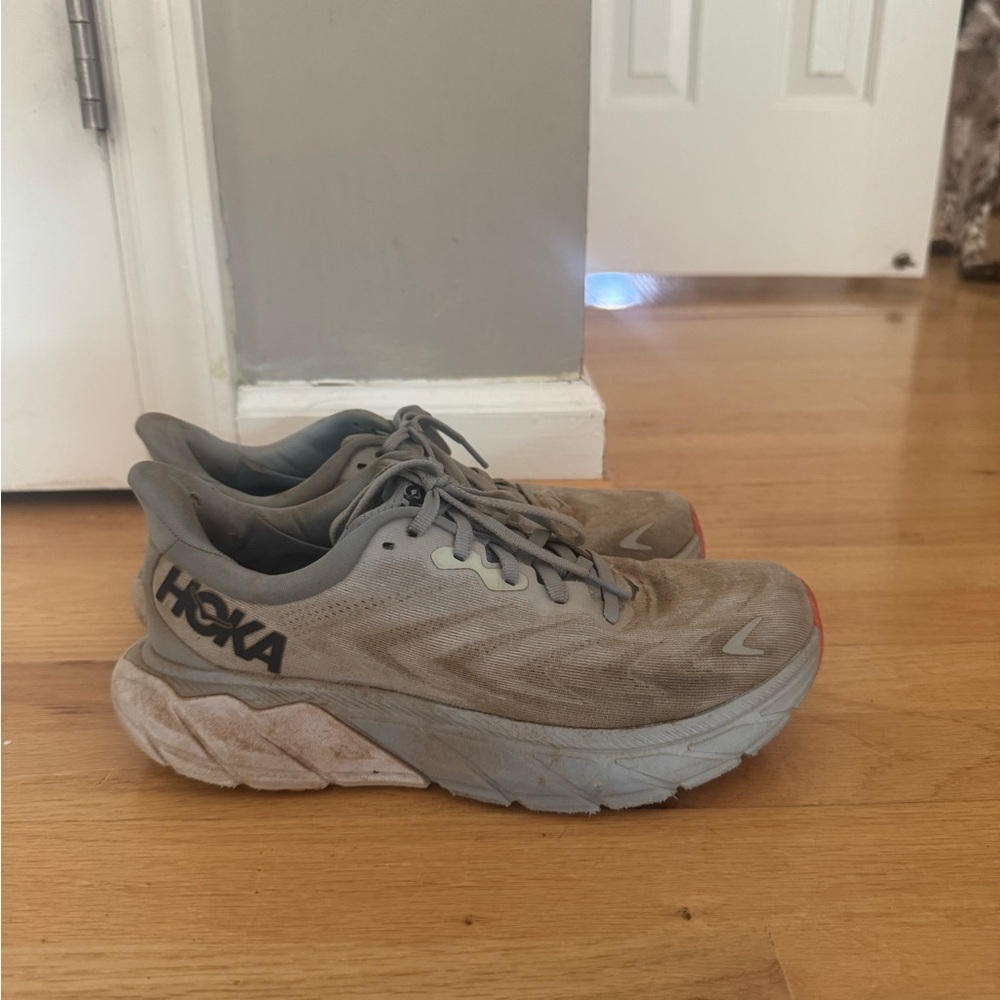 Hoka One One Athletic Shoes in Gray and Tan